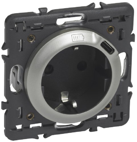 Розетка с заземлением +1xUSB без рамки Legrand Celiane 1-м. титан фото Розетка с заземлением +1xUSB без рамки Legrand Celiane 1-м. титан картинка